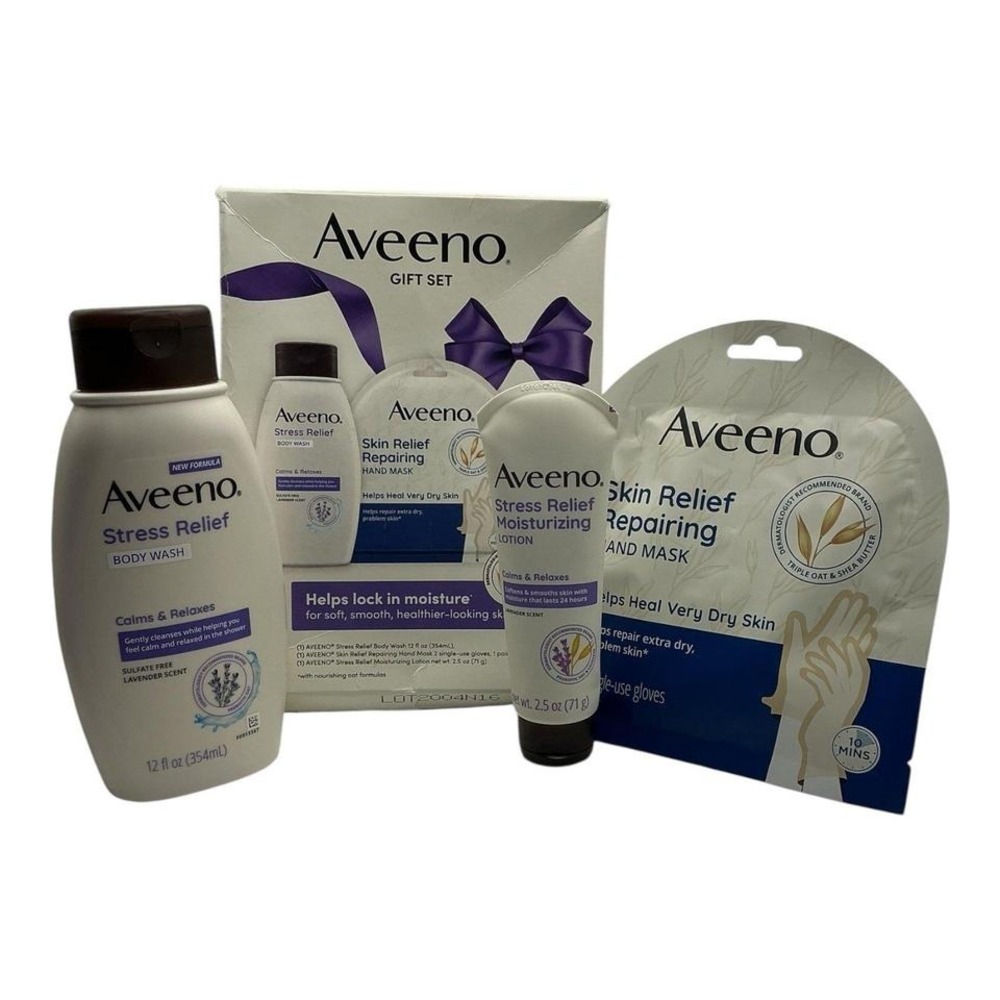 Aveeno - Stress Relief Gift‎ Set (Lot of 3) - Body Wash, Lotion & Hand Mask